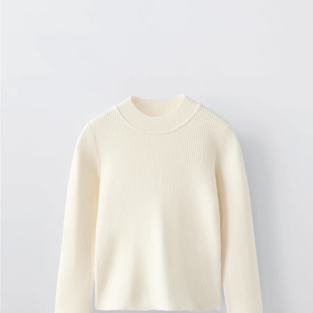 Zara girl 9-10 Cream Ribbed Knit Sweater